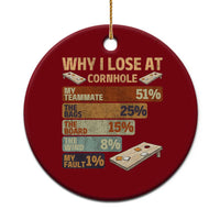 Funny Cornhole Player Ceramic Ornament Retro Why I Lose Game Day Bean Bag Toss Game