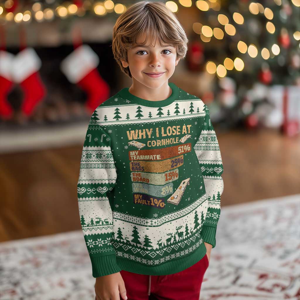 Funny Cornhole Player Ugly Christmas Sweater Retro Why I Lose Game Day Bean Bag Toss Game