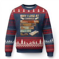 Funny Cornhole Player Ugly Christmas Sweater Retro Why I Lose Game Day Bean Bag Toss Game