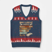 Funny Cornhole Player V-Neck Knit Sweater Vest Retro Why I Lose Game Day Bean Bag Toss Game
