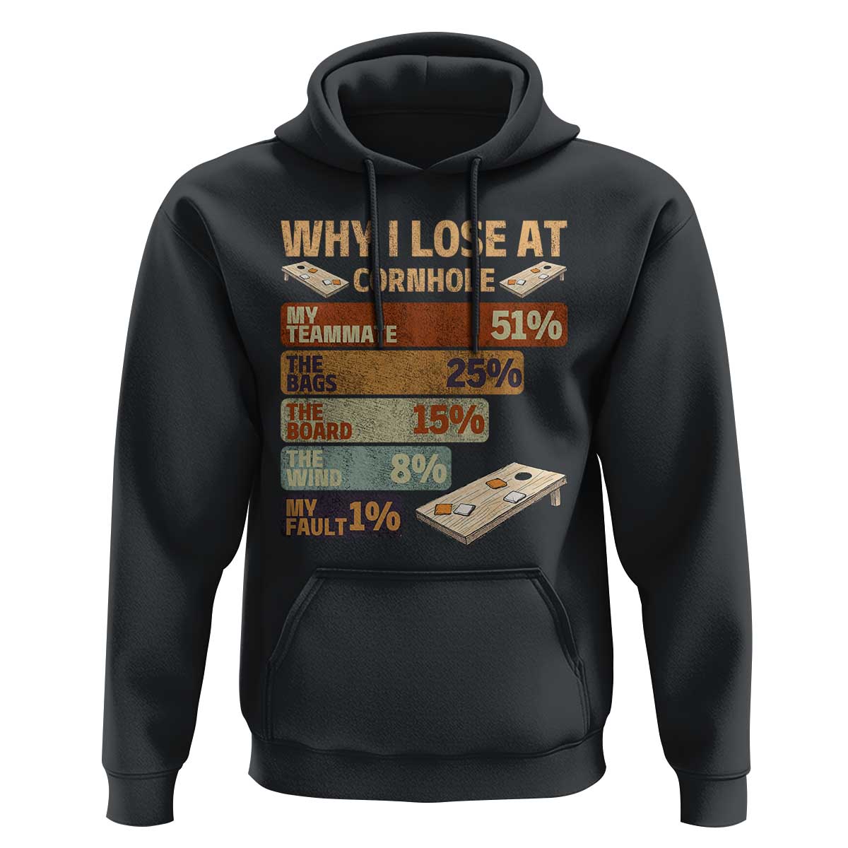 Funny Cornhole Player Hoodie Retro Why I Lose Game Day Bean Bag Toss Game