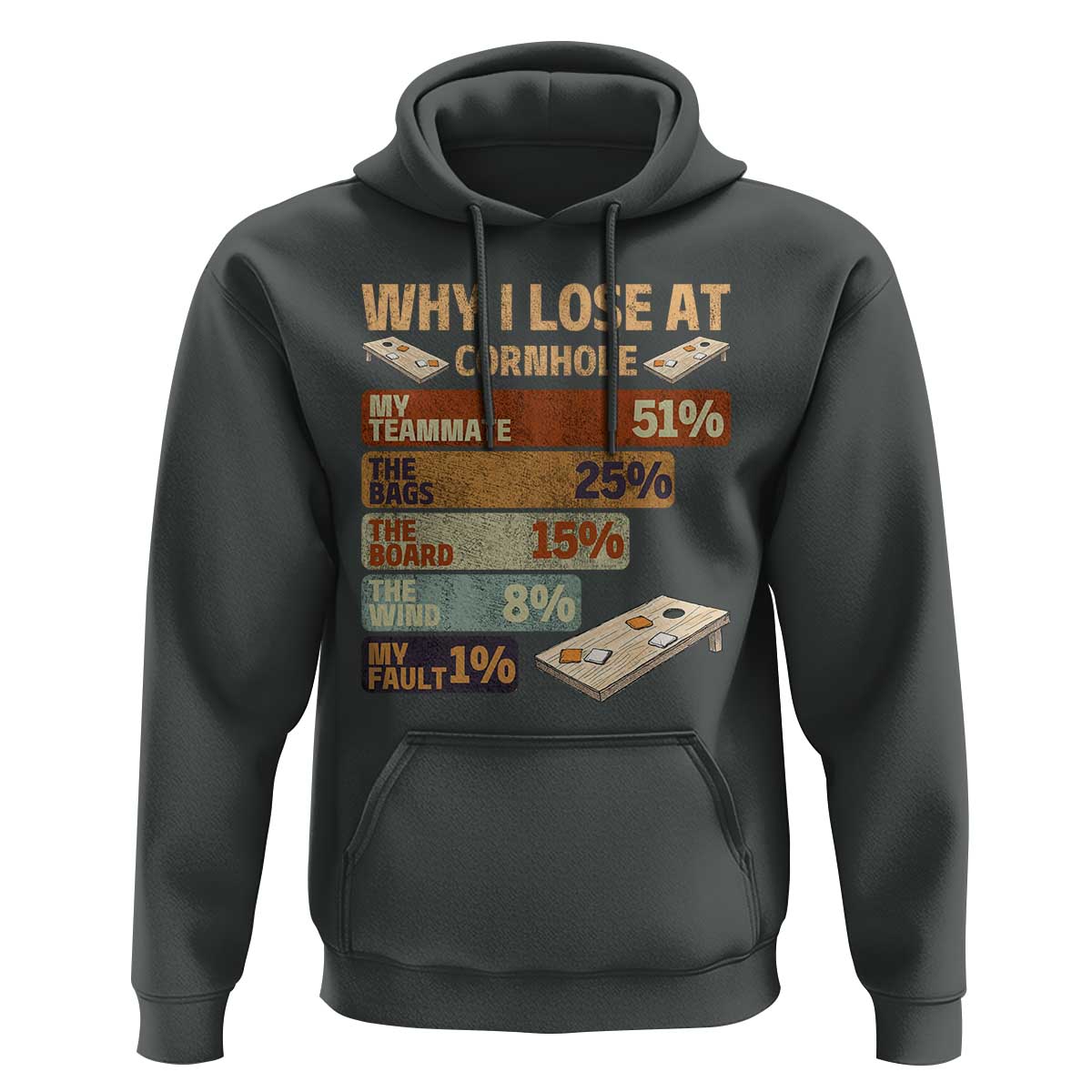 Funny Cornhole Player Hoodie Retro Why I Lose Game Day Bean Bag Toss Game