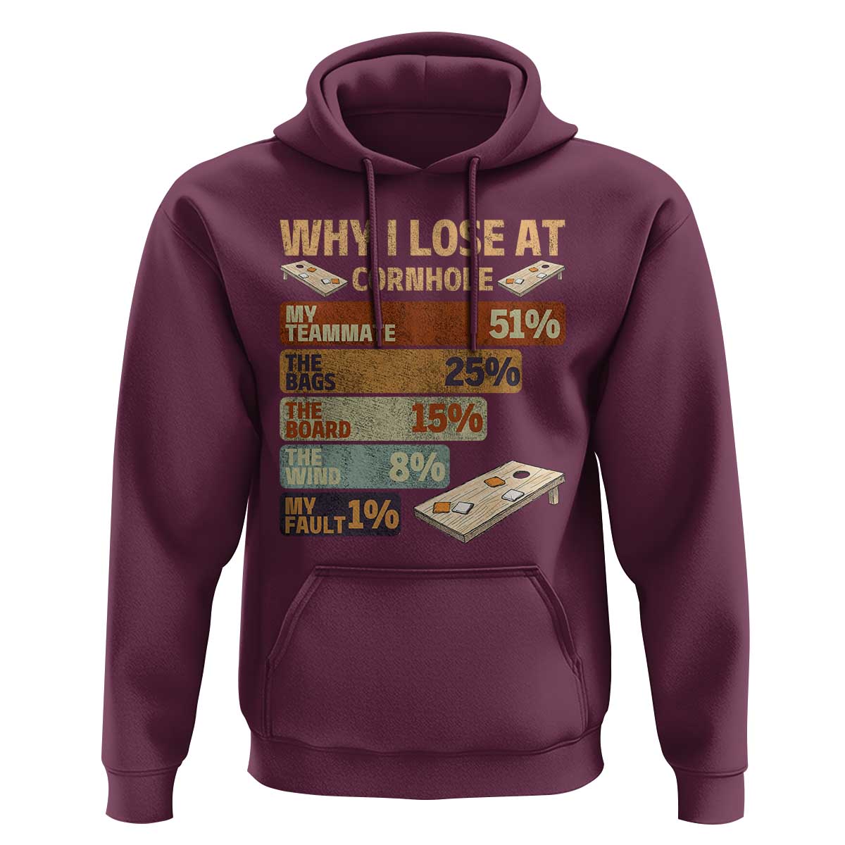 Funny Cornhole Player Hoodie Retro Why I Lose Game Day Bean Bag Toss Game