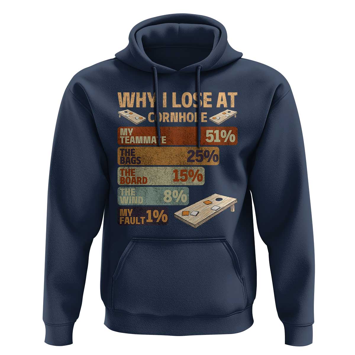 Funny Cornhole Player Hoodie Retro Why I Lose Game Day Bean Bag Toss Game