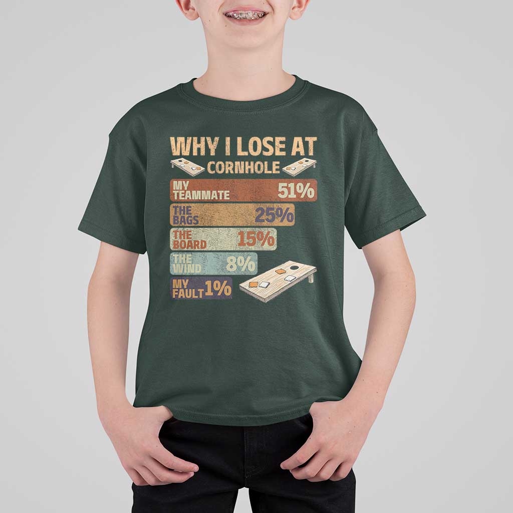 Funny Cornhole Player T Shirt For Kid Retro Why I Lose Game Day Bean Bag Toss Game