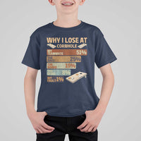 Funny Cornhole Player T Shirt For Kid Retro Why I Lose Game Day Bean Bag Toss Game