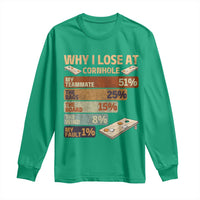 Funny Cornhole Player Long Sleeve Shirt Retro Why I Lose Game Day Bean Bag Toss Game