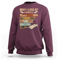 Funny Cornhole Player Sweatshirt Retro Why I Lose Game Day Bean Bag Toss Game