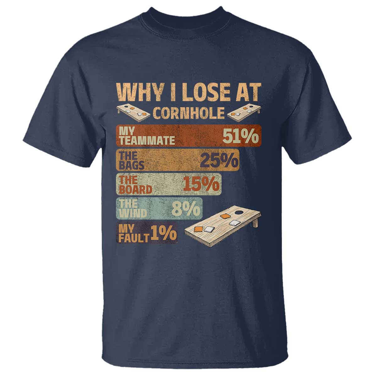 Funny Cornhole Player T Shirt Retro Why I Lose Game Day Bean Bag Toss Game