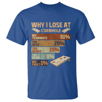Funny Cornhole Player T Shirt Retro Why I Lose Game Day Bean Bag Toss Game