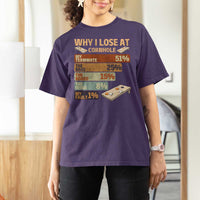 Funny Cornhole Player T Shirt For Women Retro Why I Lose Game Day Bean Bag Toss Game