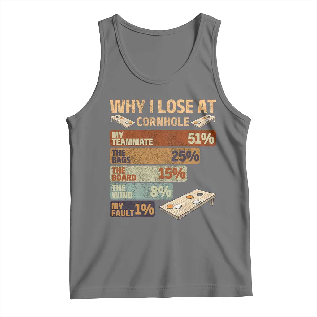 Funny Cornhole Player Tank Top Retro Why I Lose Game Day Bean Bag Toss Game