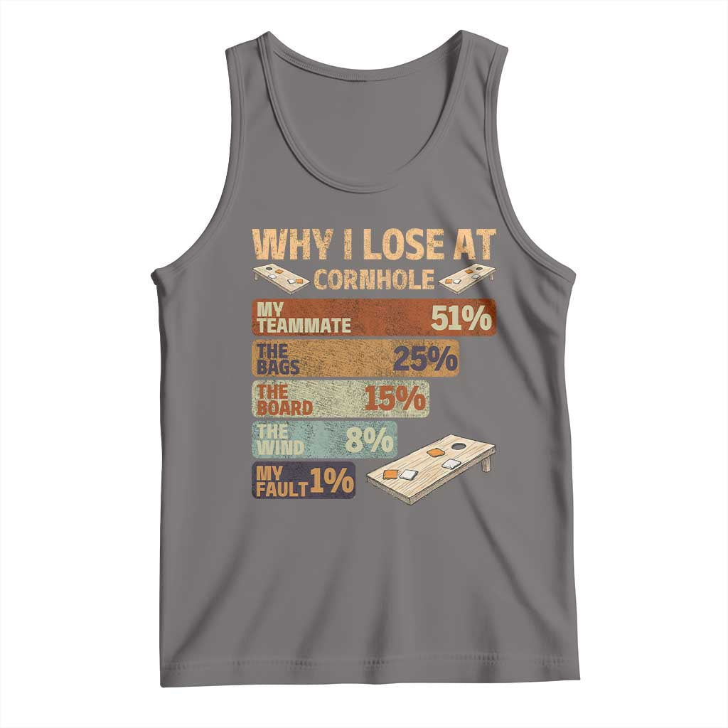 Funny Cornhole Player Tank Top Retro Why I Lose Game Day Bean Bag Toss Game