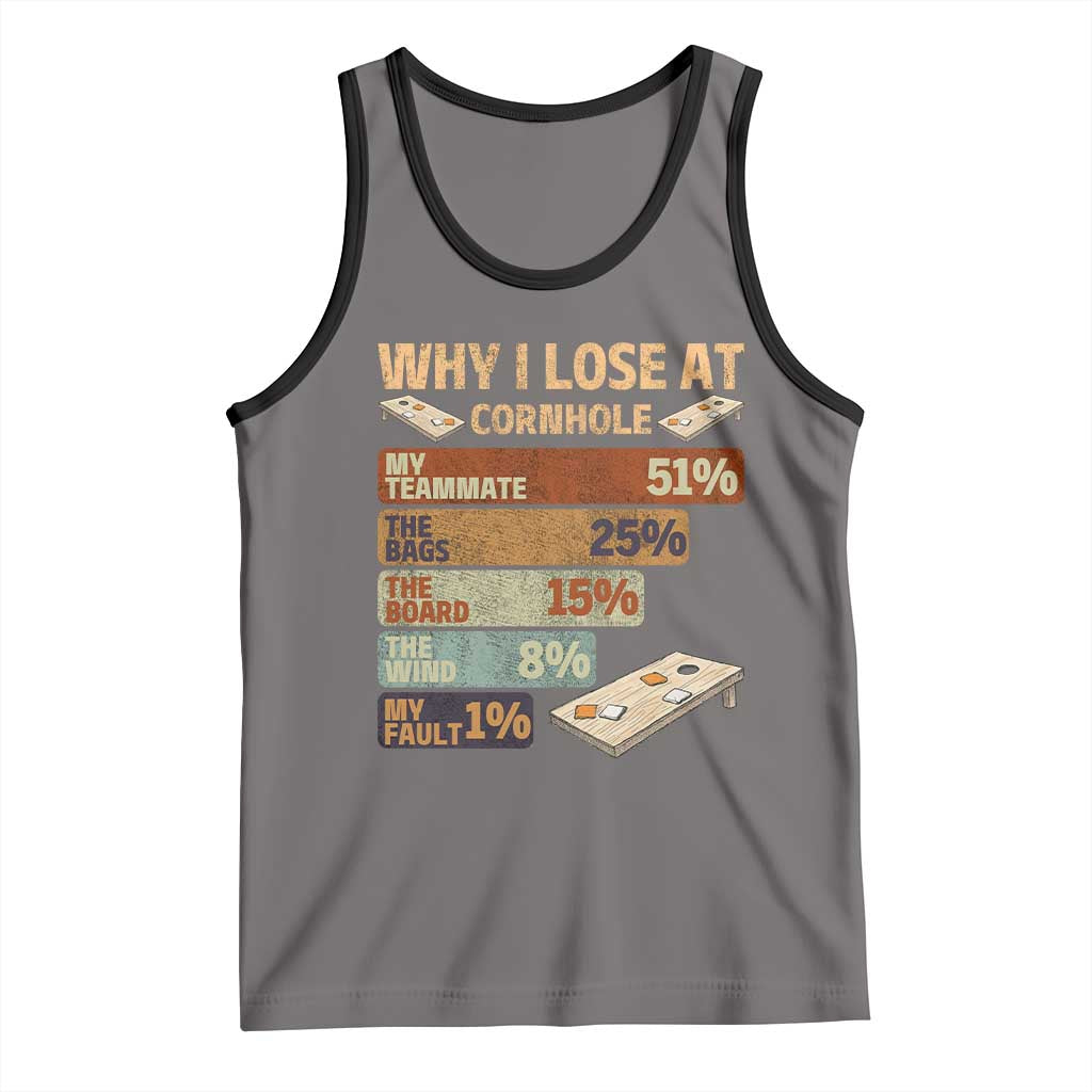 Funny Cornhole Player Tank Top Retro Why I Lose Game Day Bean Bag Toss Game