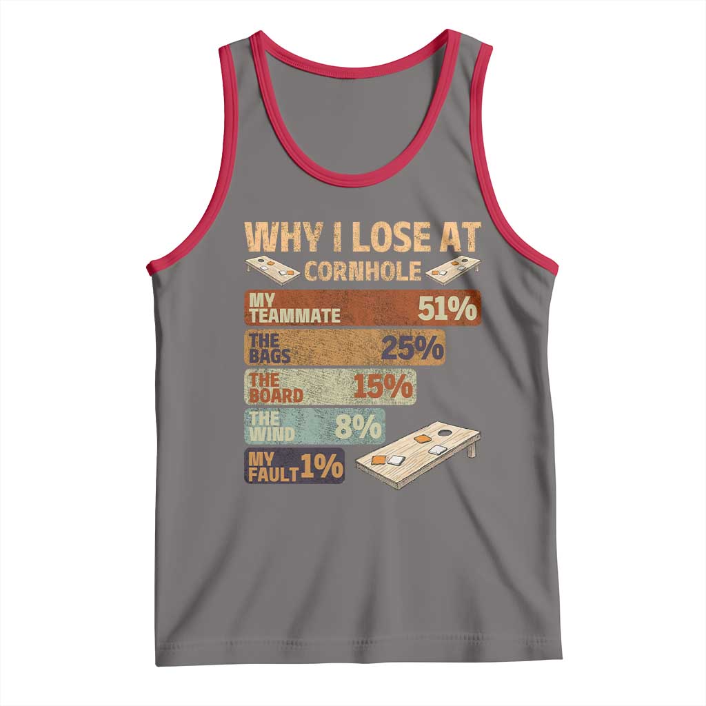 Funny Cornhole Player Tank Top Retro Why I Lose Game Day Bean Bag Toss Game