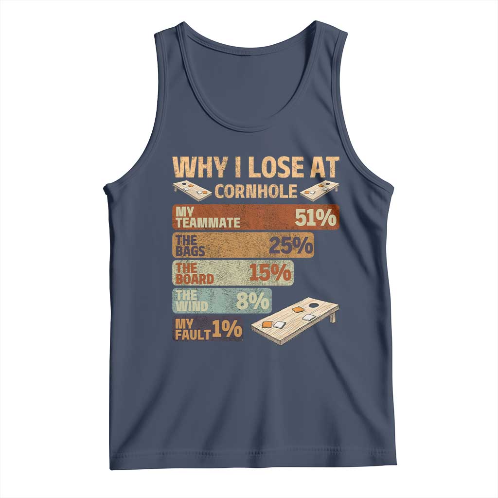 Funny Cornhole Player Tank Top Retro Why I Lose Game Day Bean Bag Toss Game
