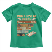 Funny Cornhole Player Toddler T Shirt Retro Why I Lose Game Day Bean Bag Toss Game