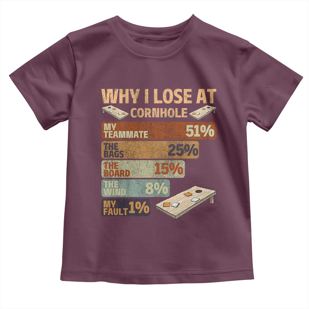 Funny Cornhole Player Toddler T Shirt Retro Why I Lose Game Day Bean Bag Toss Game