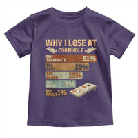 Funny Cornhole Player Toddler T Shirt Retro Why I Lose Game Day Bean Bag Toss Game