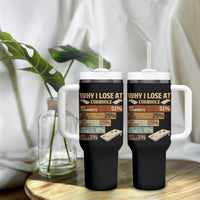 Funny Cornhole Player Tumbler With Handle Retro Why I Lose Game Day Bean Bag Toss Game