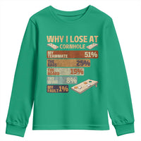 Funny Cornhole Player Youth Sweatshirt Retro Why I Lose Game Day Bean Bag Toss Game