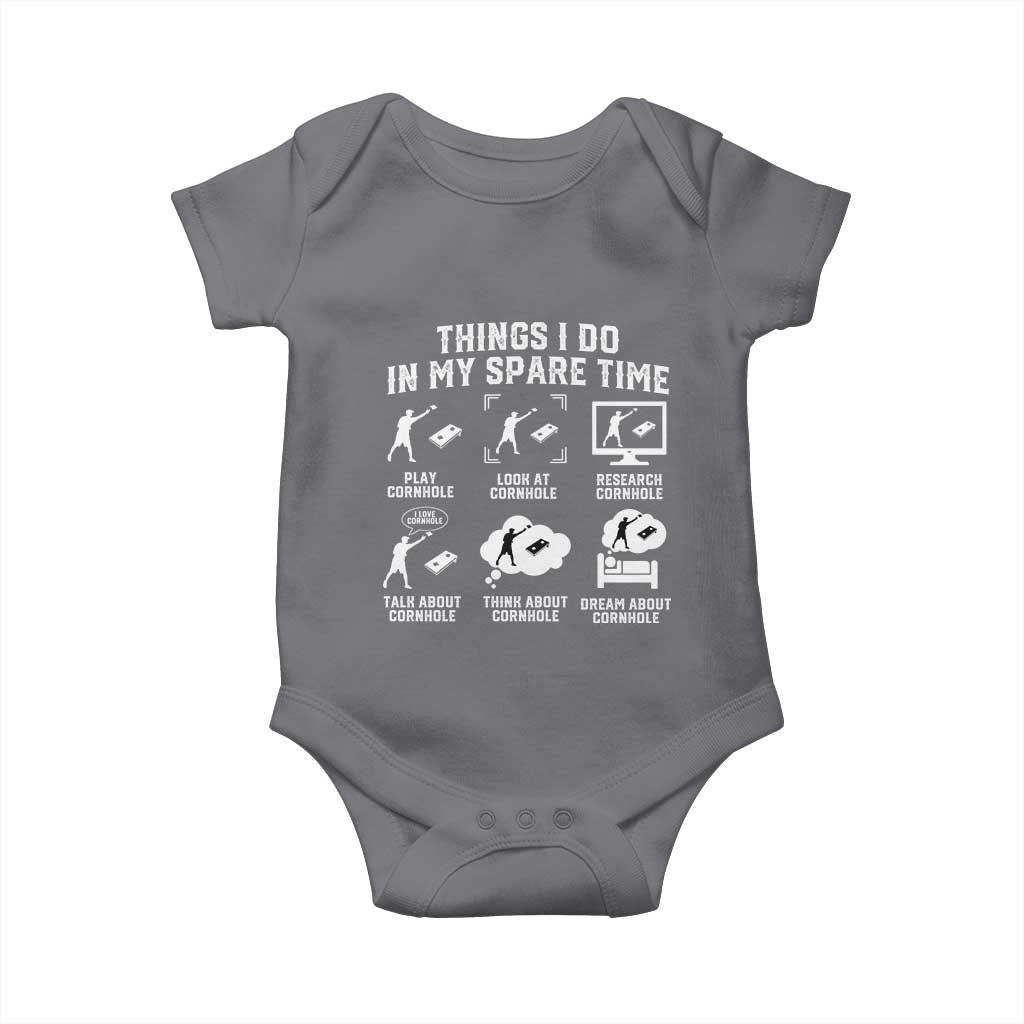 Funny Cornhole Lover Baby Onesie Things I Do In My Spare Time Bean Bag Toss Game