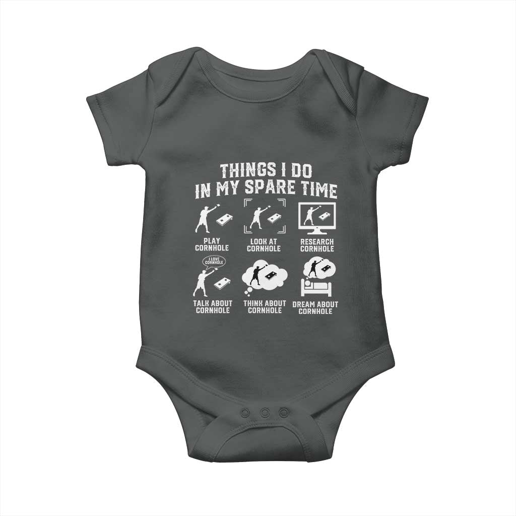 Funny Cornhole Lover Baby Onesie Things I Do In My Spare Time Bean Bag Toss Game