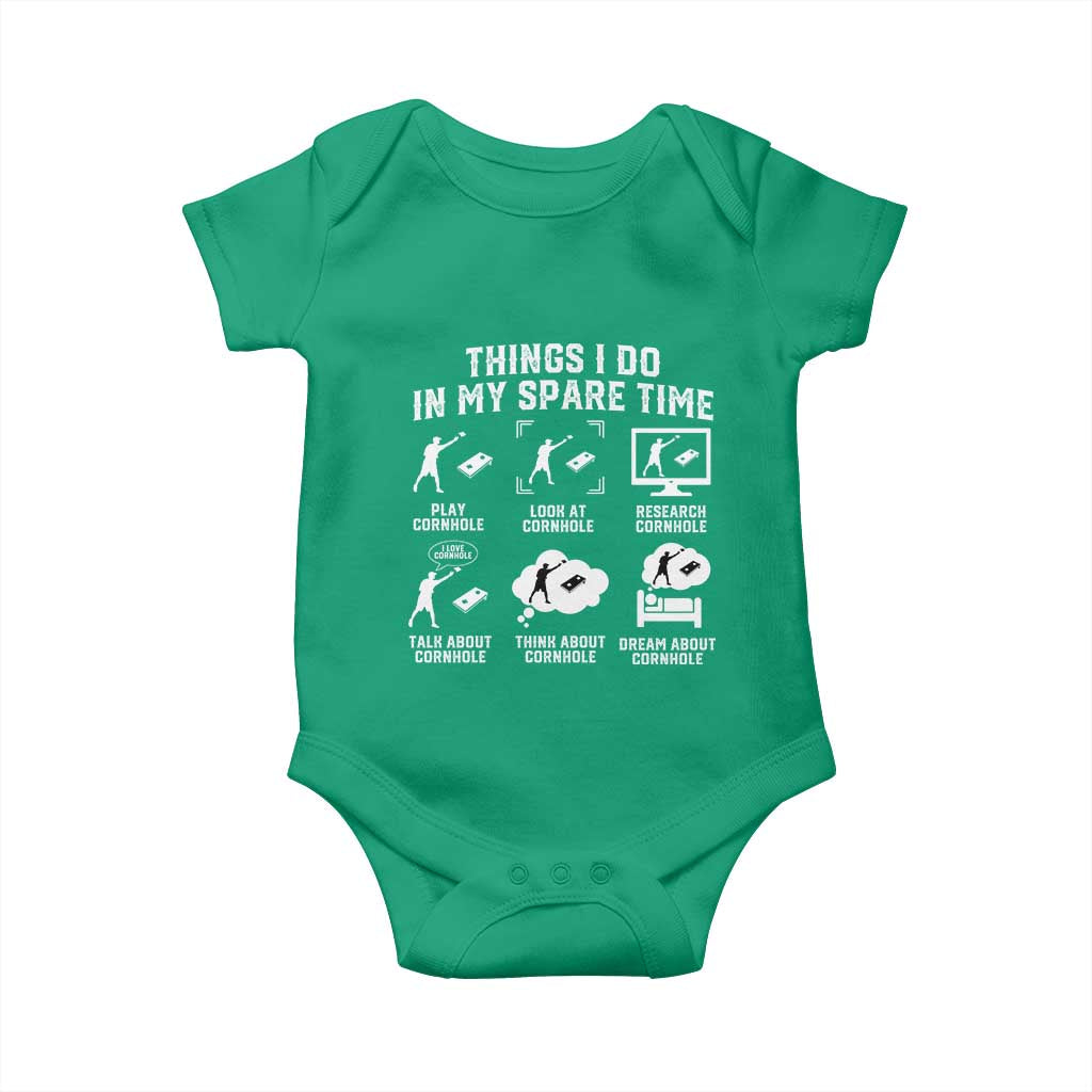 Funny Cornhole Lover Baby Onesie Things I Do In My Spare Time Bean Bag Toss Game