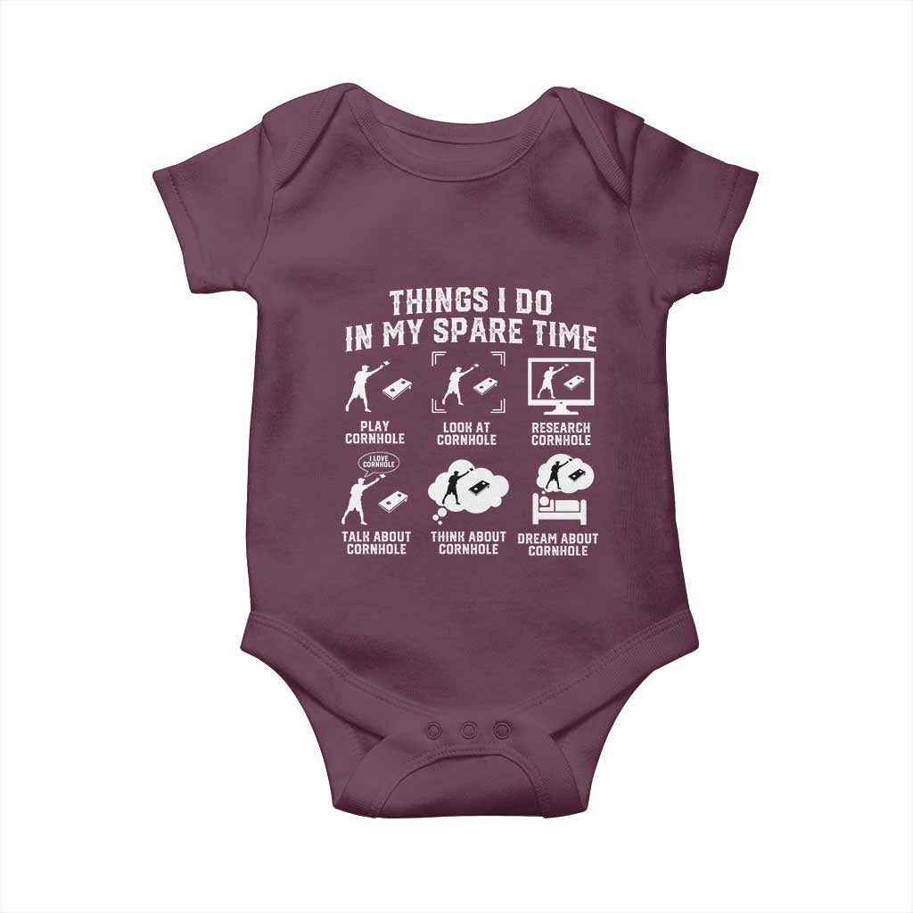 Funny Cornhole Lover Baby Onesie Things I Do In My Spare Time Bean Bag Toss Game
