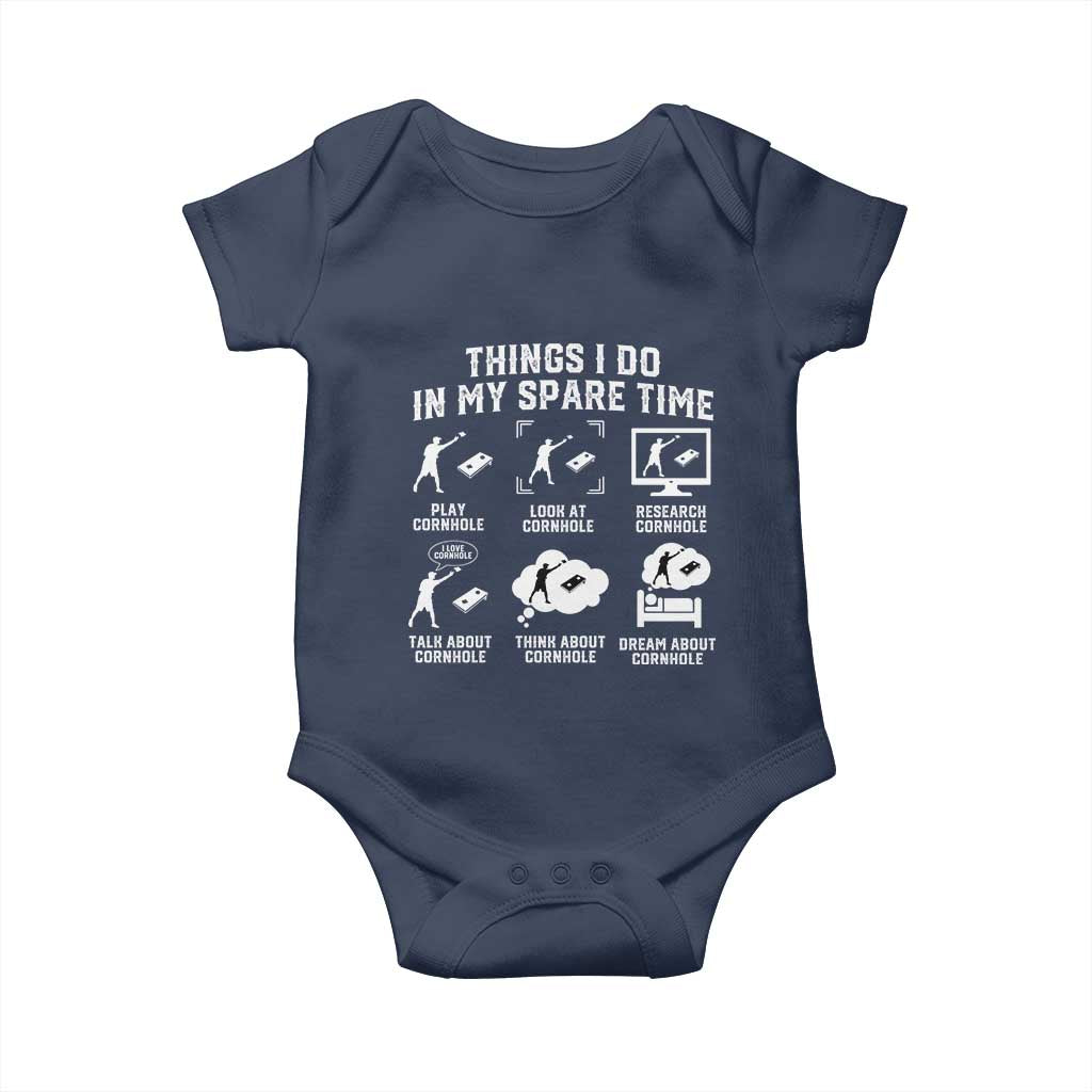 Funny Cornhole Lover Baby Onesie Things I Do In My Spare Time Bean Bag Toss Game