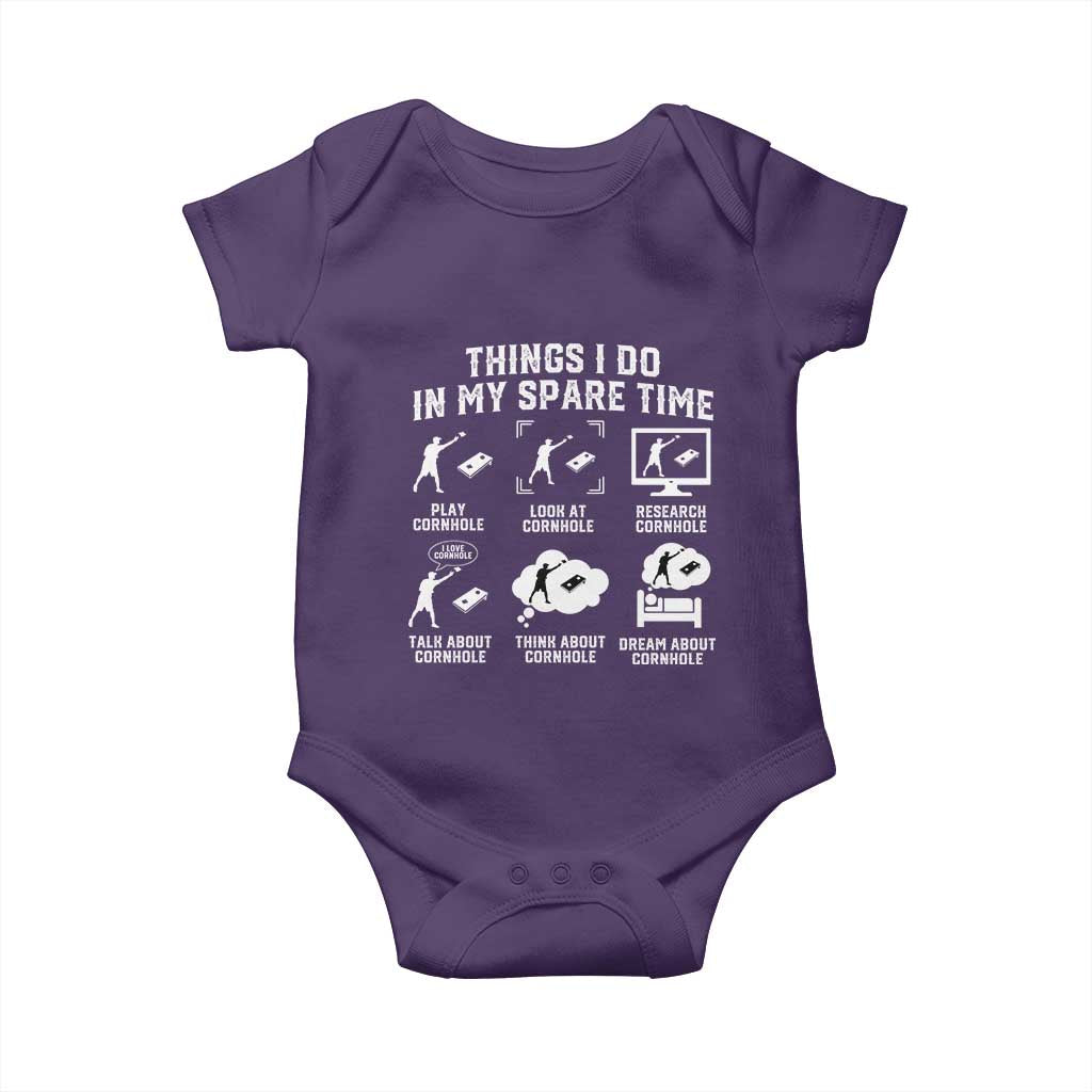Funny Cornhole Lover Baby Onesie Things I Do In My Spare Time Bean Bag Toss Game