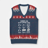 Funny Cornhole Lover V-Neck Knit Sweater Vest Things I Do In My Spare Time Bean Bag Toss Game
