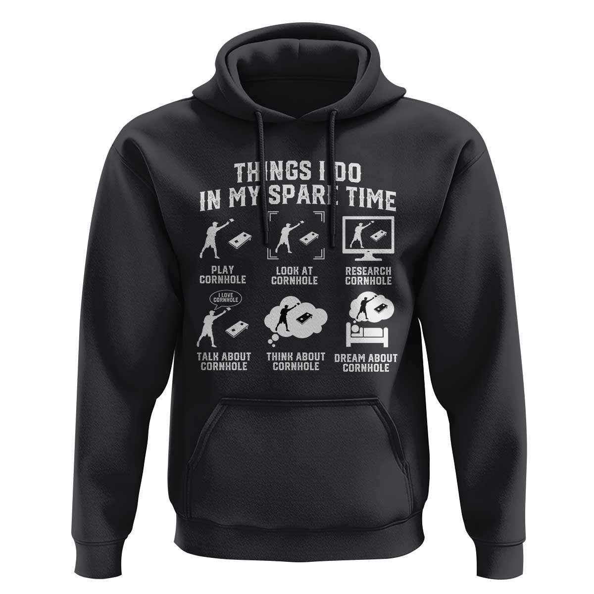 Funny Cornhole Lover Hoodie Things I Do In My Spare Time Bean Bag Toss Game