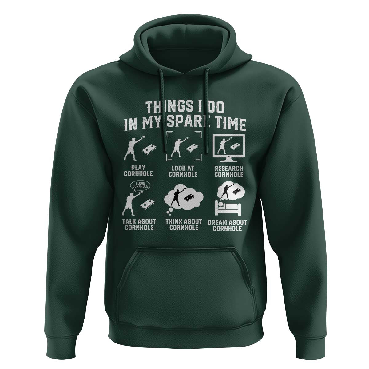 Funny Cornhole Lover Hoodie Things I Do In My Spare Time Bean Bag Toss Game