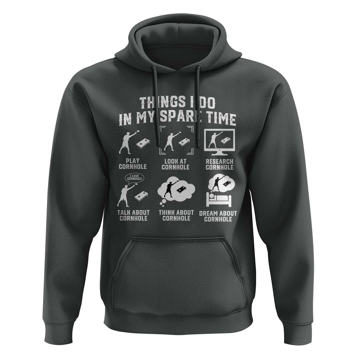 Funny Cornhole Lover Hoodie Things I Do In My Spare Time Bean Bag Toss Game