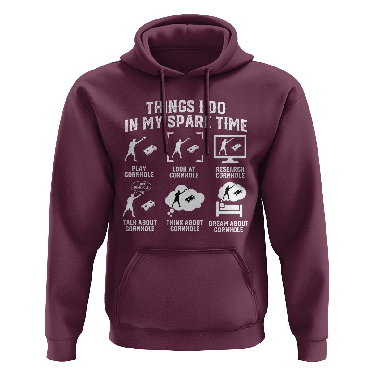 Funny Cornhole Lover Hoodie Things I Do In My Spare Time Bean Bag Toss Game