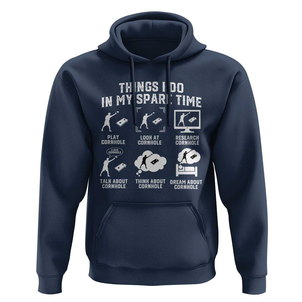 Funny Cornhole Lover Hoodie Things I Do In My Spare Time Bean Bag Toss Game