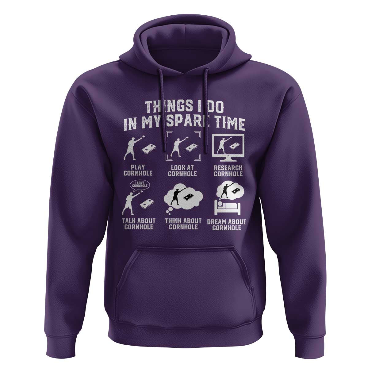Funny Cornhole Lover Hoodie Things I Do In My Spare Time Bean Bag Toss Game