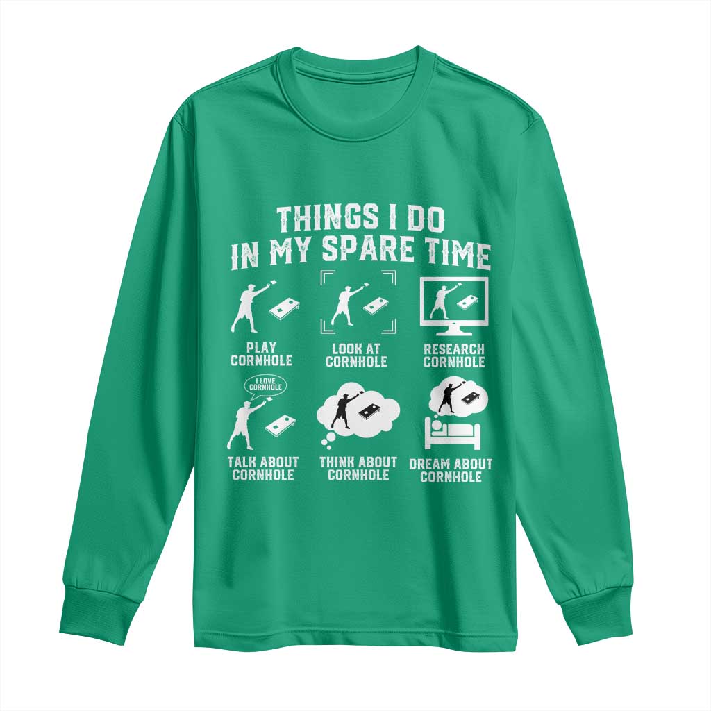 Funny Cornhole Lover Long Sleeve Shirt Things I Do In My Spare Time Bean Bag Toss Game