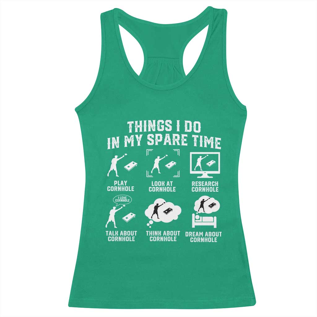 Funny Cornhole Lover Racerback Tank Top Things I Do In My Spare Time Bean Bag Toss Game