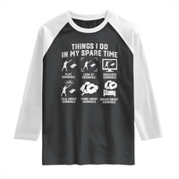 Funny Cornhole Lover Raglan Shirt Things I Do In My Spare Time Bean Bag Toss Game