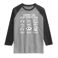 Funny Cornhole Lover Raglan Shirt Things I Do In My Spare Time Bean Bag Toss Game