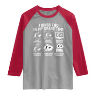 Funny Cornhole Lover Raglan Shirt Things I Do In My Spare Time Bean Bag Toss Game