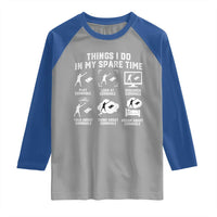 Funny Cornhole Lover Raglan Shirt Things I Do In My Spare Time Bean Bag Toss Game