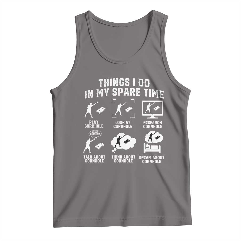 Funny Cornhole Lover Tank Top Things I Do In My Spare Time Bean Bag Toss Game