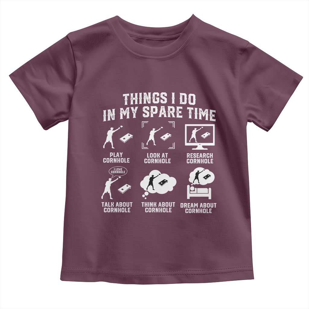Funny Cornhole Lover Toddler T Shirt Things I Do In My Spare Time Bean Bag Toss Game