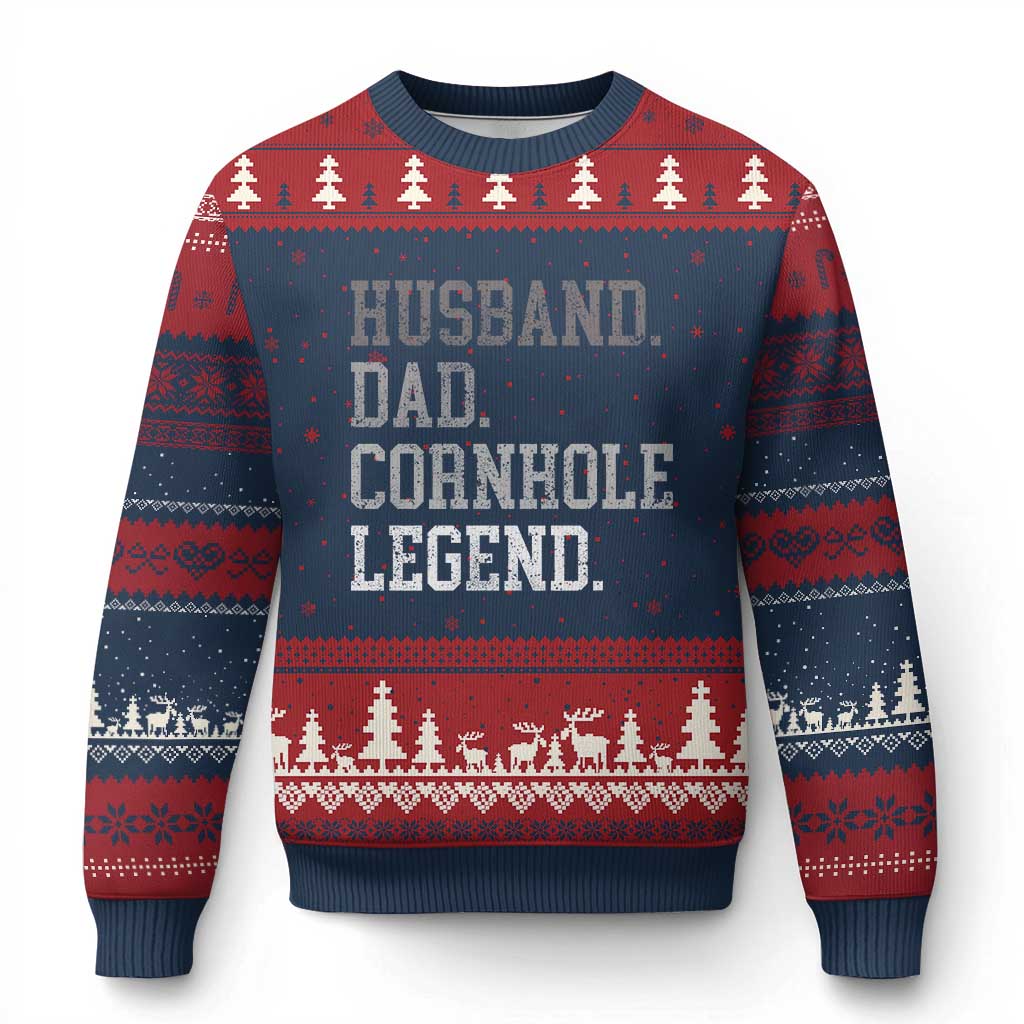 Husband Dad Cornhole Legend Ugly Christmas Sweater Vintage Funny Birthday for Dad Fathers Day