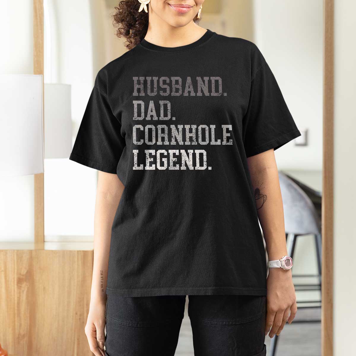 Husband Dad Cornhole Legend T Shirt For Women Vintage Funny Birthday for Dad Fathers Day