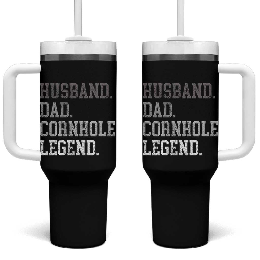 Husband Dad Cornhole Legend Tumbler With Handle Vintage Funny Birthday for Dad Fathers Day