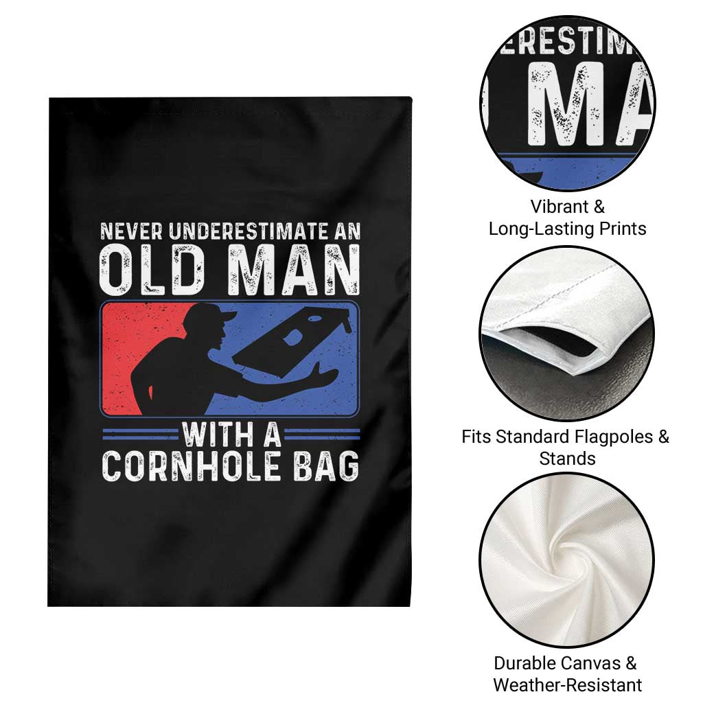 Funny Cornhole Player Garden Flag Never Underestimate An Old Man With A Cornhole Bag